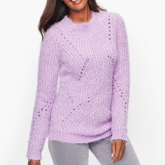 Talbots Chenille Crewneck Sweater in Lavender Mist - NWT - Size Large - Picture 2 of 7